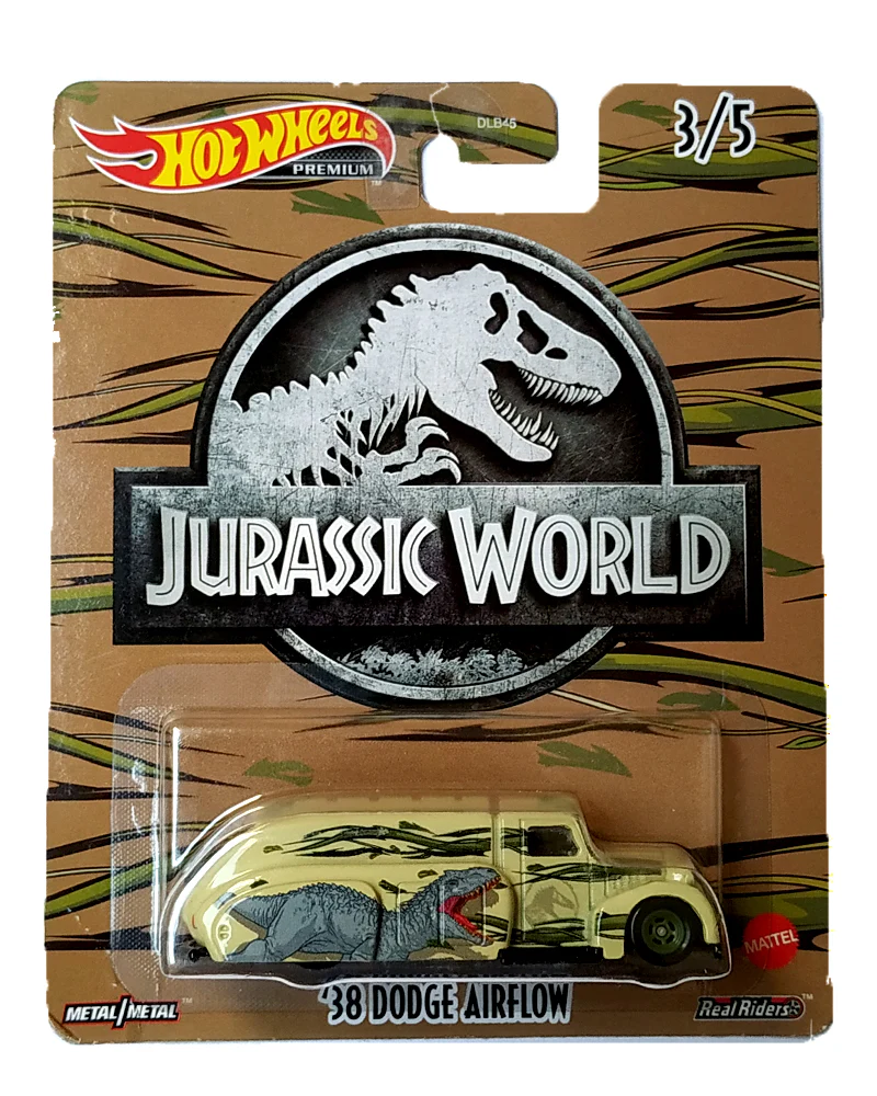 EXCLUSIVES Hot Wheels Premium Jurassic World '38 Dodge Airflow - Yellow - 2022 Card (With Protector Case)