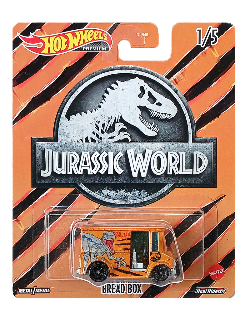 EXCLUSIVES Hot Wheels Premium Jurassic World Bread Box - Orange - 2022 Card (With Protector Case)