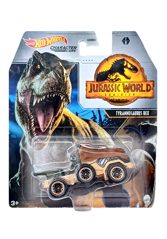 EXCLUSIVES Hot Wheels Premium Jurassic World Dominion Tyrannosaurus Rex - Brown - 2021 Card (Card Damage / Car in Excellent Condition)