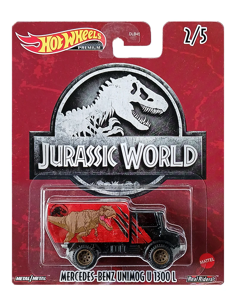 EXCLUSIVES Hot Wheels Premium Jurassic World Mercedes-Benz Unimog U 1300L - Red / Black - 2022 Card (With Protector Case)