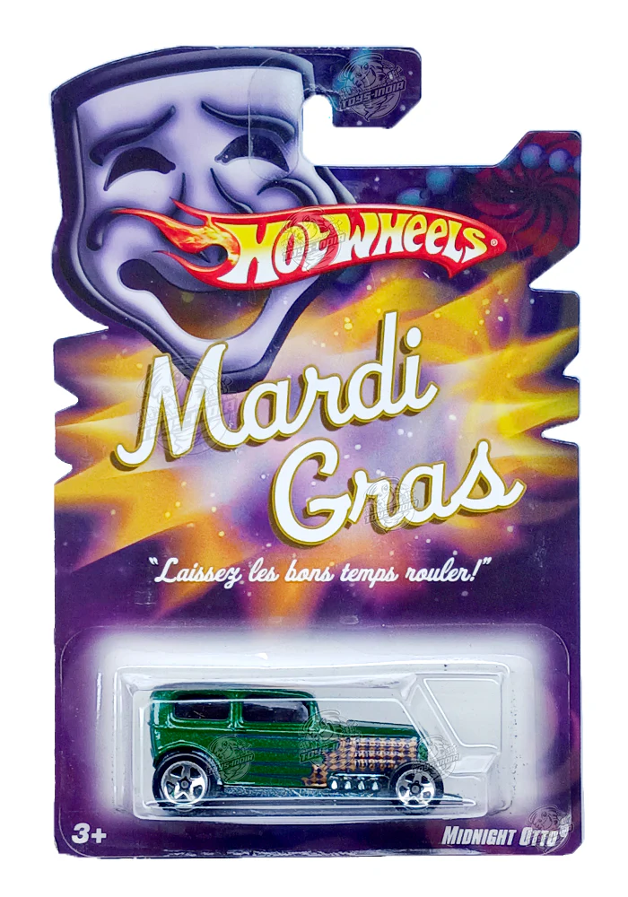 EXCLUSIVES Hot Wheels Premium Mardi Gras Midnight Otto - Green - 2007 Card (With Protector Case)