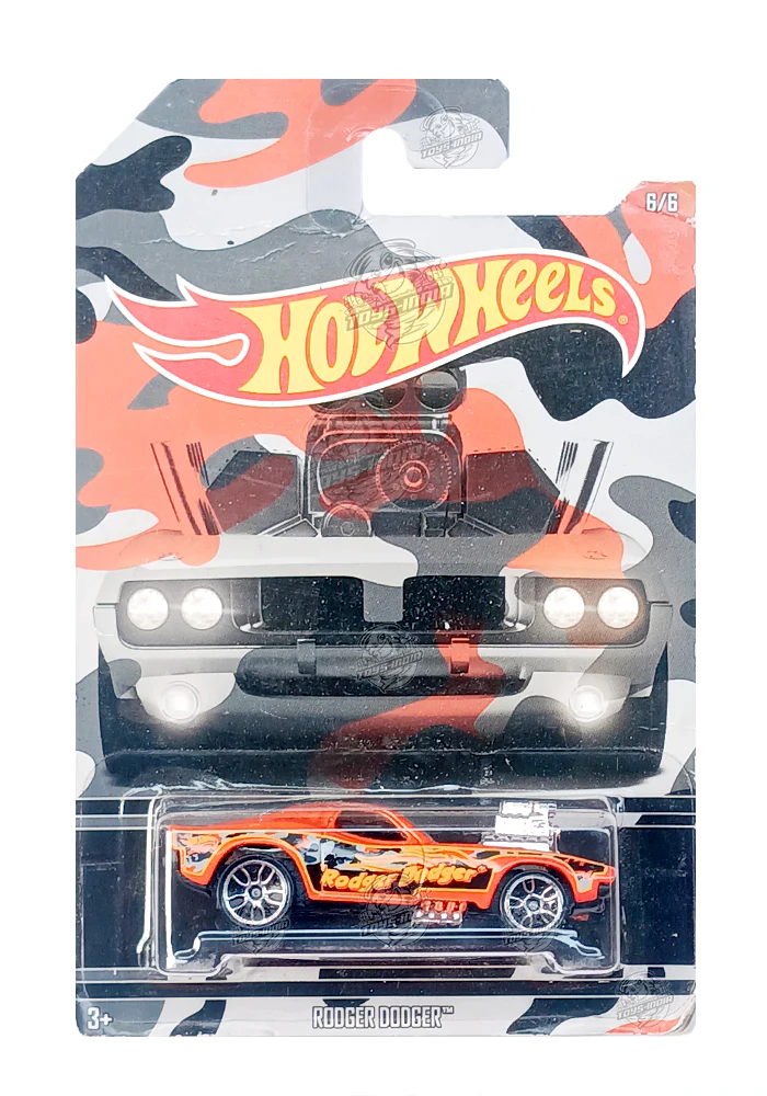 EXCLUSIVES Hot Wheels Premium Rodger Dodger - Orange - 2015 Card (Creased Card / Car in Excellent Condition) (With Protector Case)