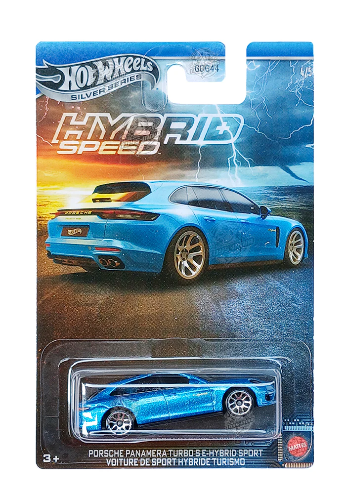 EXCLUSIVES Hot Wheels Premium Silver Series Hybrid Speed Porsche Panamera Turbo S E-Hybrid Sport - Blue - 2024 Card (With Protector Case)