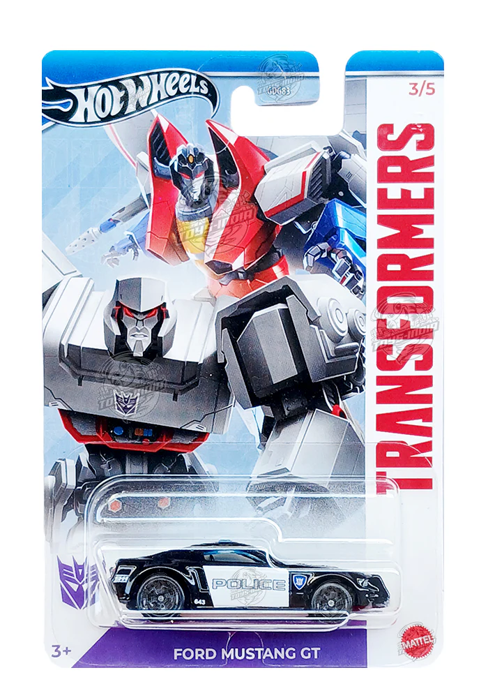 EXCLUSIVES Hot Wheels Premium Transformers Ford Mustang GT - Black / White - 2023 Card (With Protector Case)