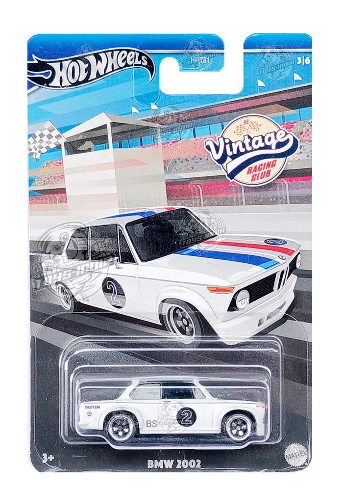 EXCLUSIVES Hot Wheels Premium Vintage Racing Club BMW 2002 - White - 2023 Card (With Protector Case)