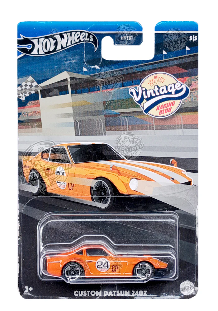 EXCLUSIVES Hot Wheels Premium Vintage Racing Club Custom Datsun 240z - Orange - 2023 Card (With Protector Case)