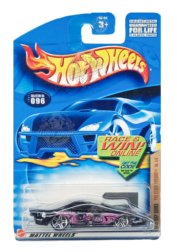 EXCLUSIVES Hot Wheels Pro Stock Firebird - Black / Pink - 2001 Card (With Protector Case)