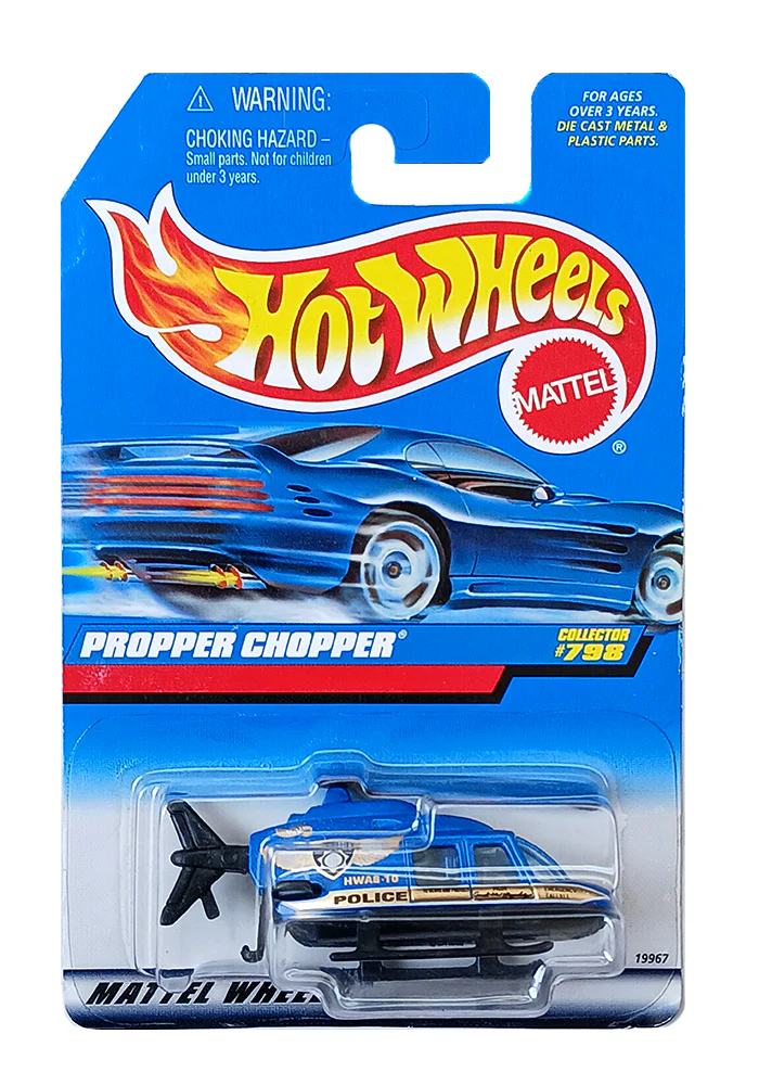EXCLUSIVES Hot Wheels Propper Chopper - Blue / Black - 1997 Card (With Protector Case)