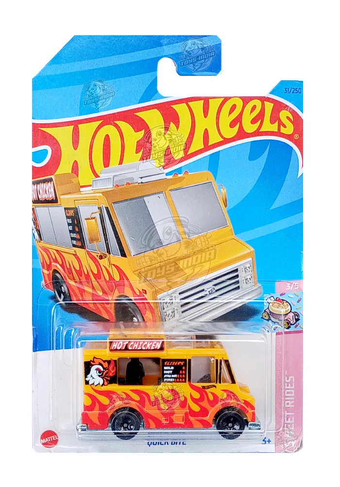 EXCLUSIVES Hot Wheels Quick Bite - Yellow / Orange - 2021 Card (With Protector Case)