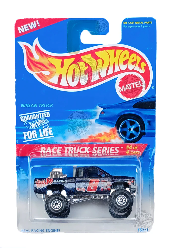 EXCLUSIVES Hot Wheels Race Truck Series Nissan Truck - Black - 1995 Card (Card Damage / Car in Excellent Condition) (With Protector Case)