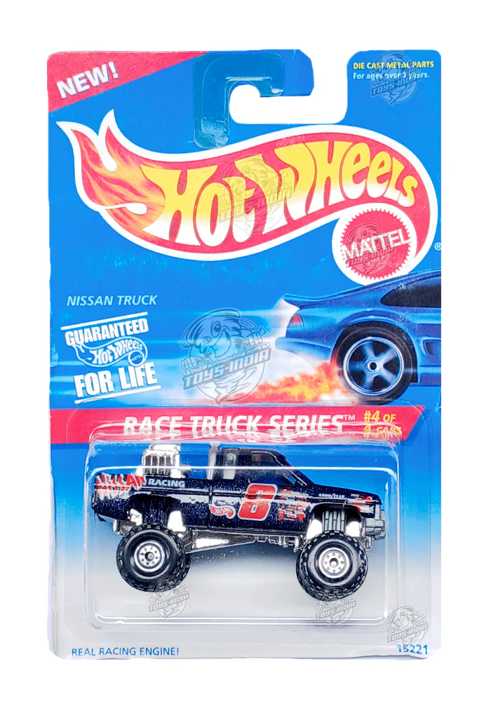 EXCLUSIVES Hot Wheels Race Truck Series Nissan Truck - Black - 1995 Card (Creased Card / Car in Excellent Condition) (With Protector Case)