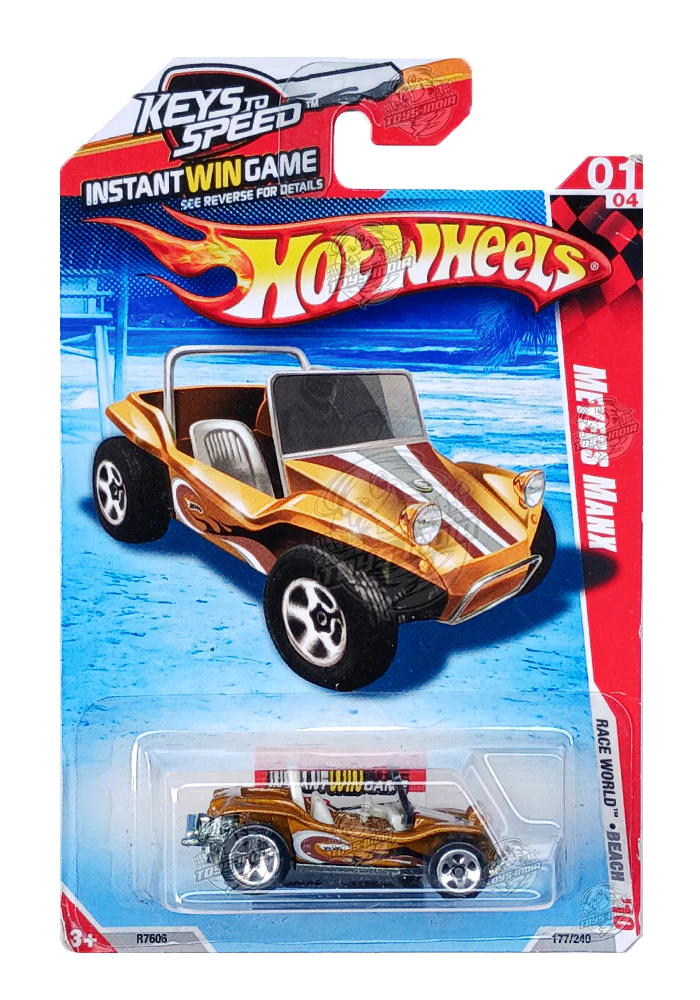 EXCLUSIVES Hot Wheels Race World Meyers Manx - Golden - 2009 Card (With Protector Case)