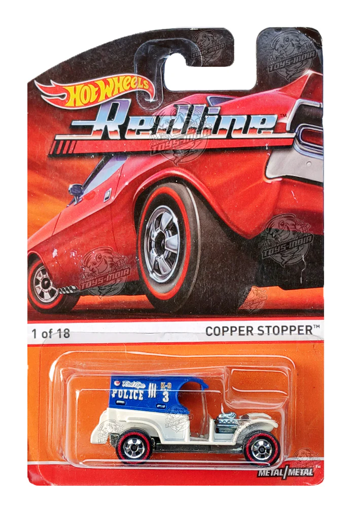 EXCLUSIVES Hot Wheels Redline Copper Stopper - Blue / White - 2015 Card (With Protector Case)