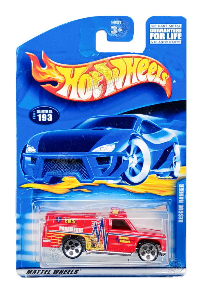 EXCLUSIVES Hot Wheels Rescue Ranger - Red - 2000 Card (With Protector Case)