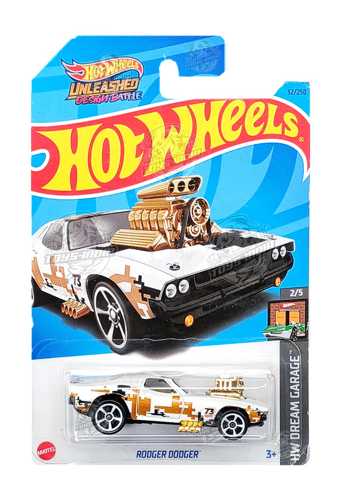 EXCLUSIVES Hot Wheels Rodger Dodger - White / Golden - 2021 Card (With Protector Case)