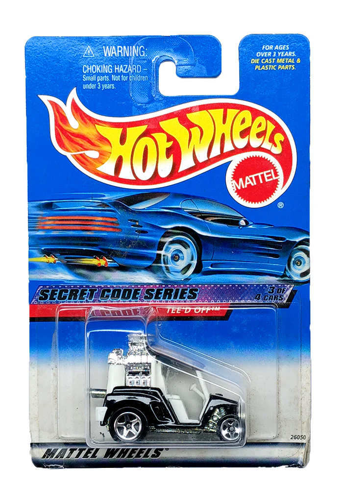 EXCLUSIVES Hot Wheels Secret Code Series Tee'd Off - Black / White - 1999 Card (With Protector Case) - Image 2