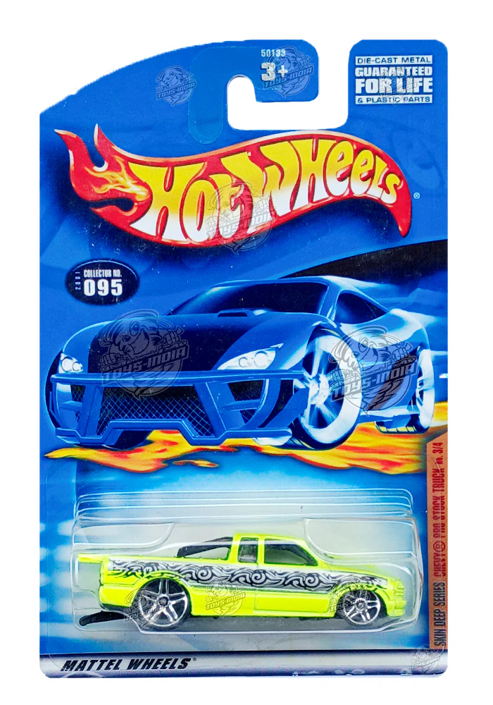 EXCLUSIVES Hot Wheels Skin Deep Series Chevy Pro Stock Truck - Green - 2000 Card (With Protector Case)