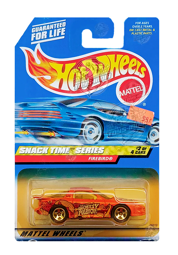 EXCLUSIVES Hot Wheels Snack Time Series Firebird - Orange - 1999 Card (With Protector Case)