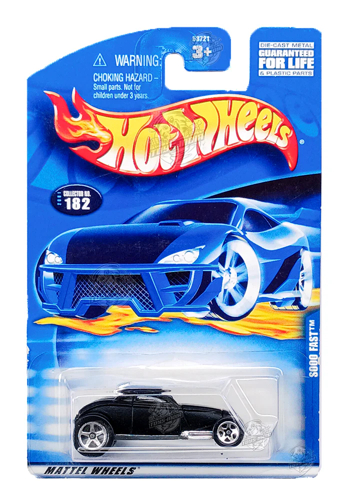 EXCLUSIVES Hot Wheels Sooo Fast - Black - 2000 Card (With Protector Case)