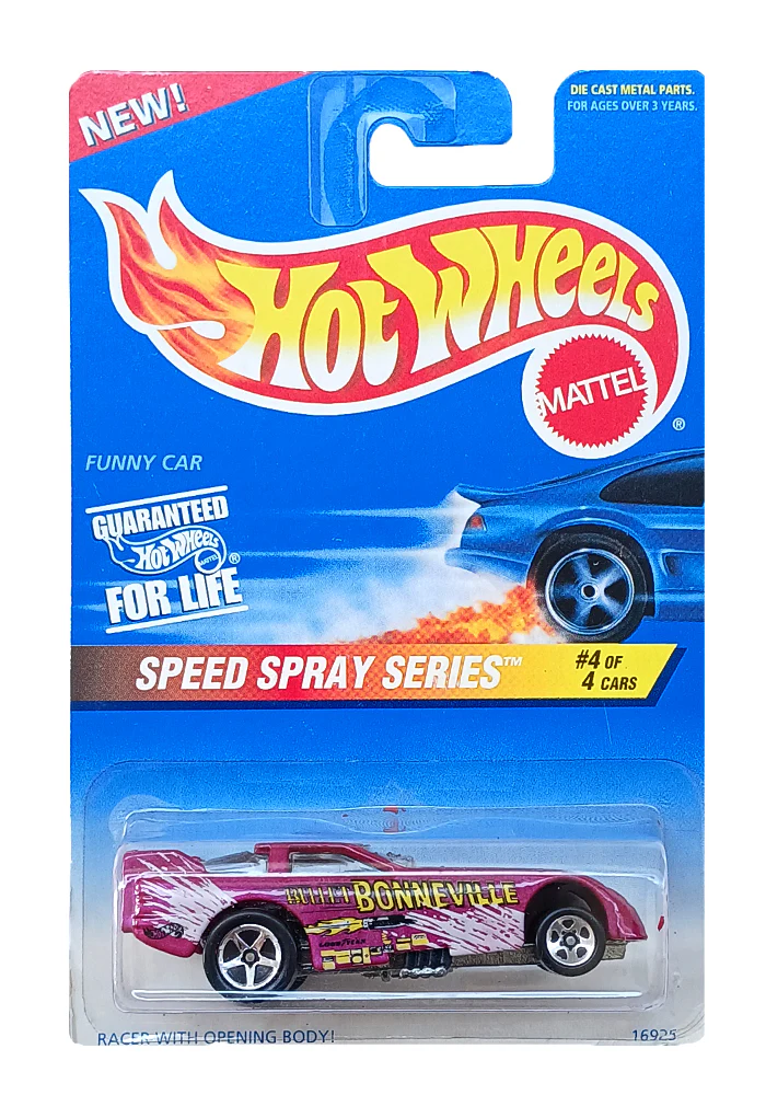 EXCLUSIVES Hot Wheels Speed Spray Series Funny Car - Pink - 1996 Card (With Protector Case)