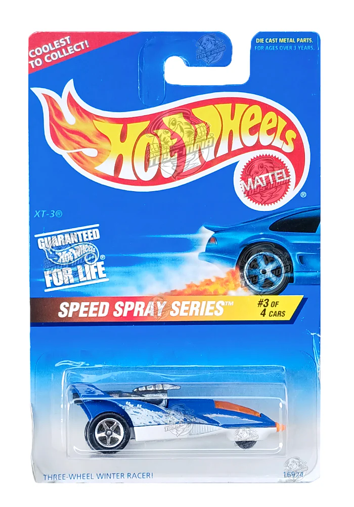 EXCLUSIVES Hot Wheels Speed Spray Series XT-3 - Blue - 1996 Card (Card Damage / Car in Excellent Condition) (With Protector Case)