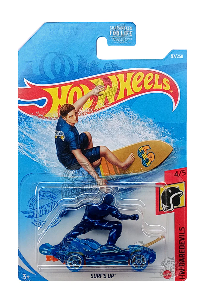 EXCLUSIVES Hot Wheels Surfs Up - Blue - 2020 Card (With Protector Case)