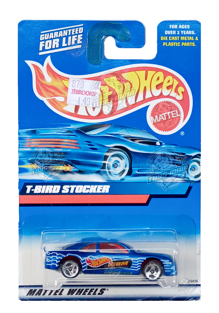 EXCLUSIVES Hot Wheels T-Bird Stocker - Blue / White - 1999 Card (With Protector Case)