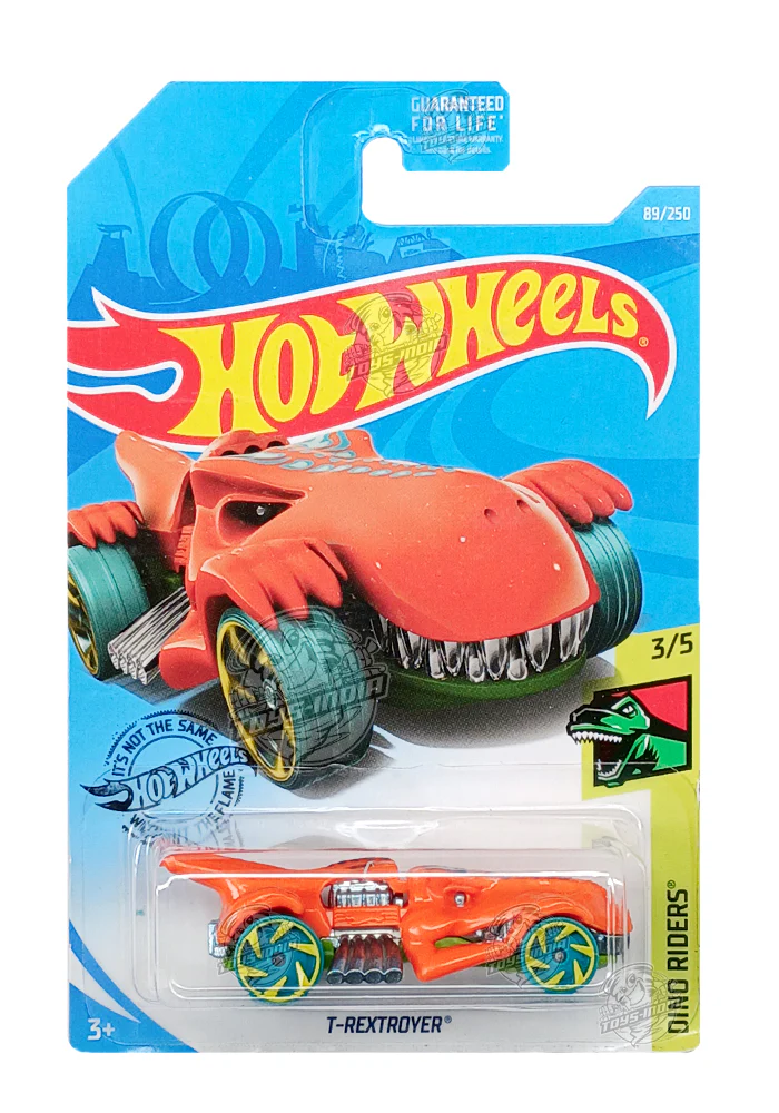EXCLUSIVES Hot Wheels T-Rextroyer - Orange / Green - 2017 Card (With Protector Case)