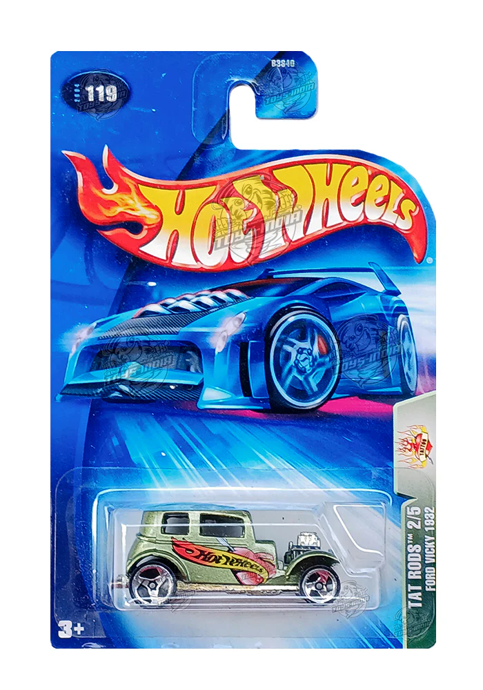 EXCLUSIVES Hot Wheels TAT Rods Ford Vicky 1932 - Green - 2003 Card (With Protector Case)