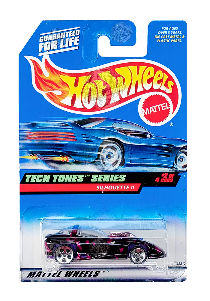 EXCLUSIVES Hot Wheels Tech Tones Series Silhouette II - Black - 1997 Card (With Protector Case)