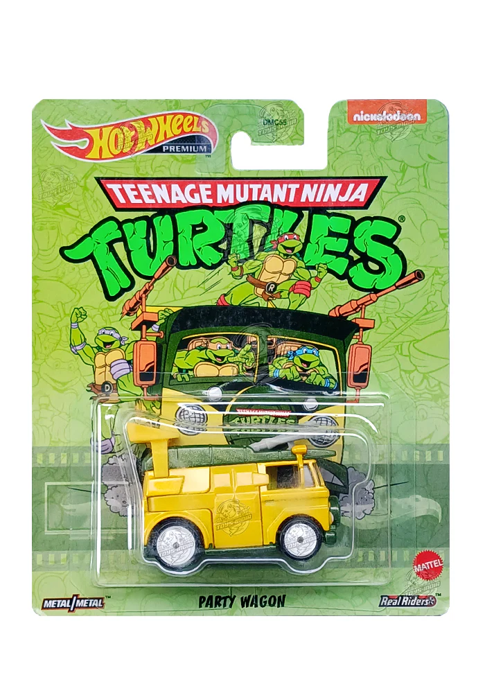EXCLUSIVES Hot Wheels Teenage Mutant Ninja Turtles Party Wagon - Yellow / Green - 2021 Card