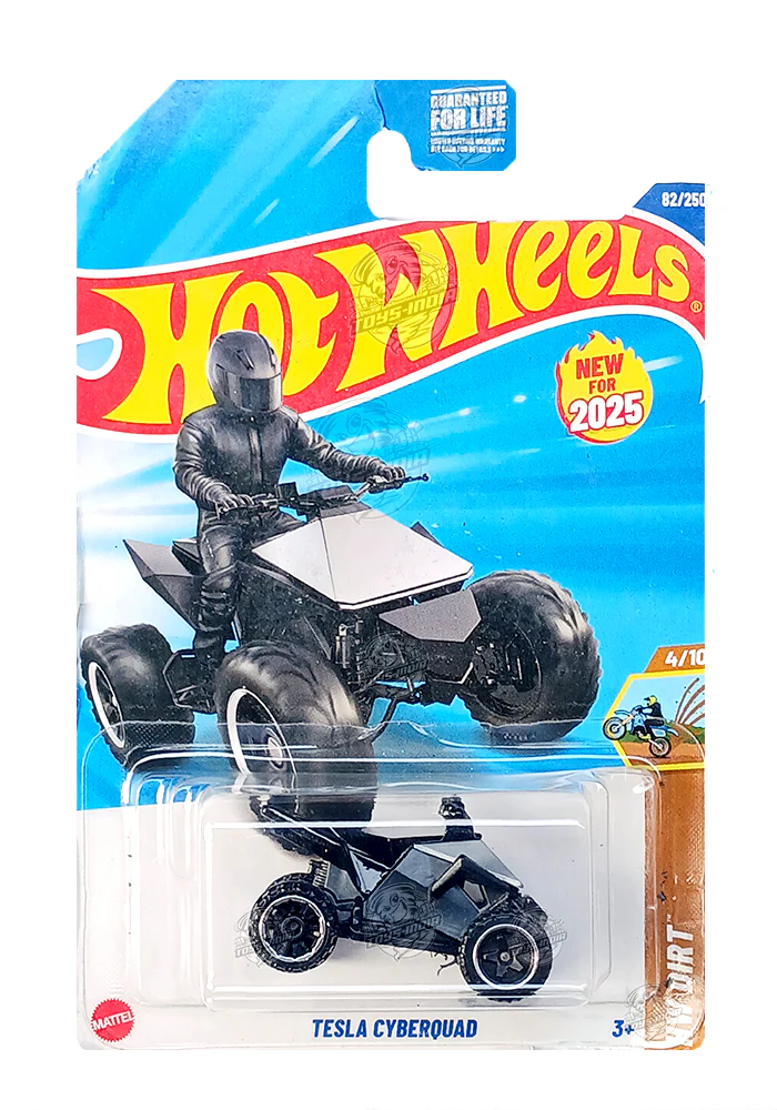 EXCLUSIVES Hot Wheels Tesla Cyberquad - Silver - 2024 Card (With Protector Case)