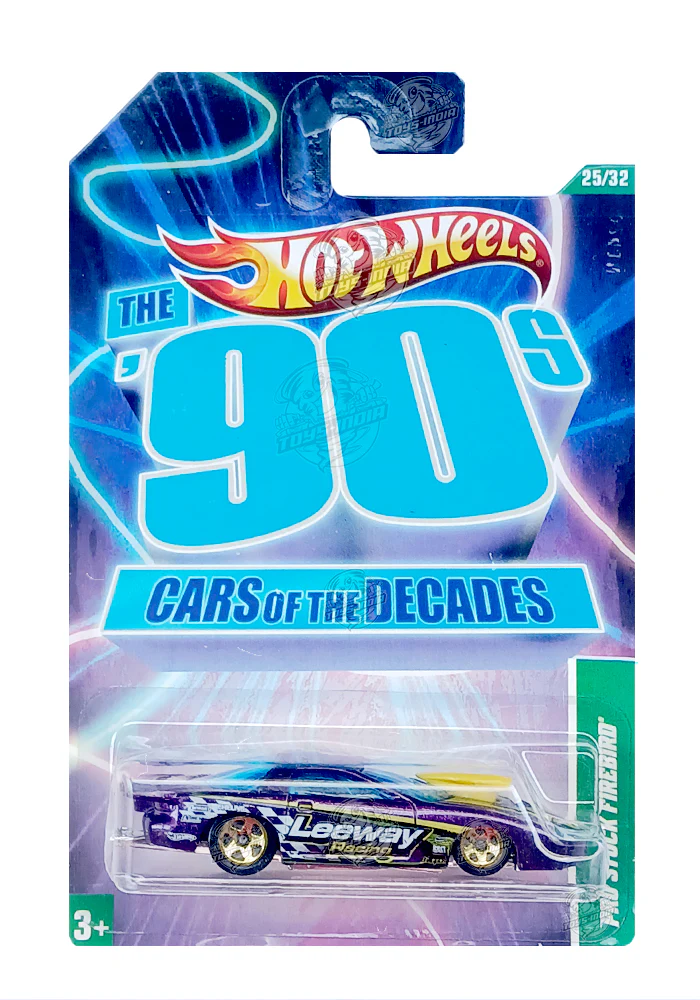 EXCLUSIVES Hot Wheels The 90's Cars of the Decade Pro Stock Firebird - Purple / Yellow - 2010 Card (Blister Damage Car in Excellent Condition) (With Protector Case)