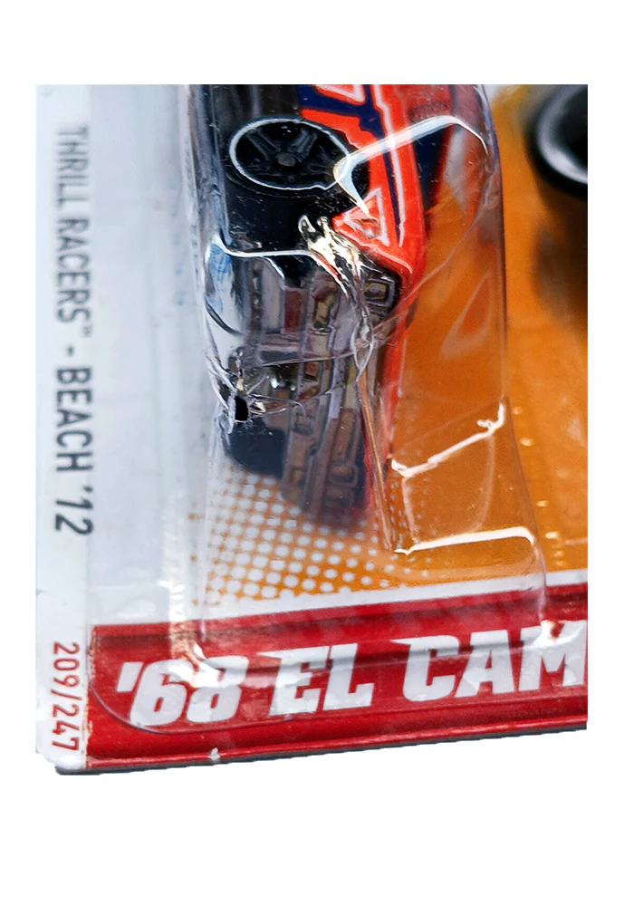 EXCLUSIVES Hot Wheels Thrill Racers '68 EL Camino - Orange - 2011 Card (Blister Damage / Car in Excellent Condition) (With Protector Case) - Image 2
