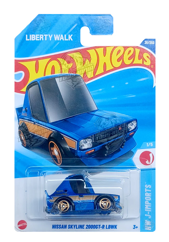 EXCLUSIVES Hot Wheels Tooned Nissan Skyline 2000GT-R LBWK - Dark Blue - 2024 Card (With Protector Case)