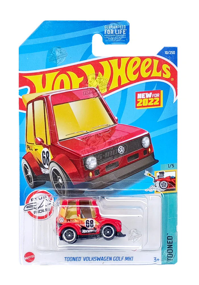 EXCLUSIVES Hot Wheels Tooned Volkswagen Golf MK1 - Red - 2021 Card (With Protector Case)