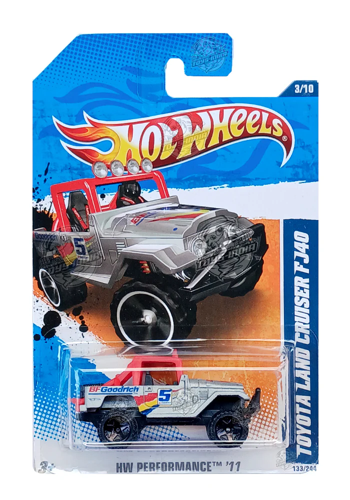 EXCLUSIVES Hot Wheels Toyota Land Cruiser FJ40 - Grey / Red - 2010 Card (With Protector Case)