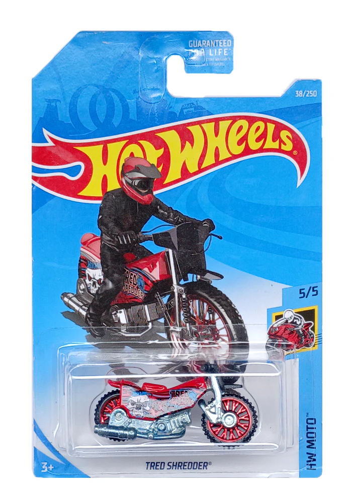 EXCLUSIVES Hot Wheels Tred Shredder - Red / Silver - 2017 Card (Blister Damage / Car in Excellent Condition) (With Protector Case)