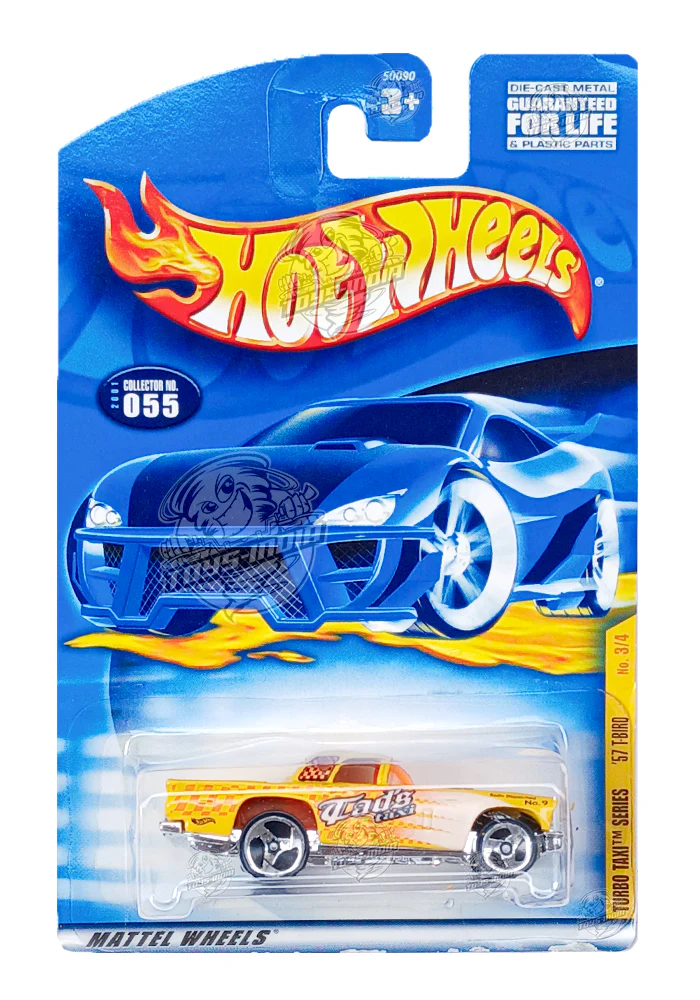 EXCLUSIVES Hot Wheels Turbo Taxi Series '57 T-Bird - Yellow - 2000 Card (With Protector Case)