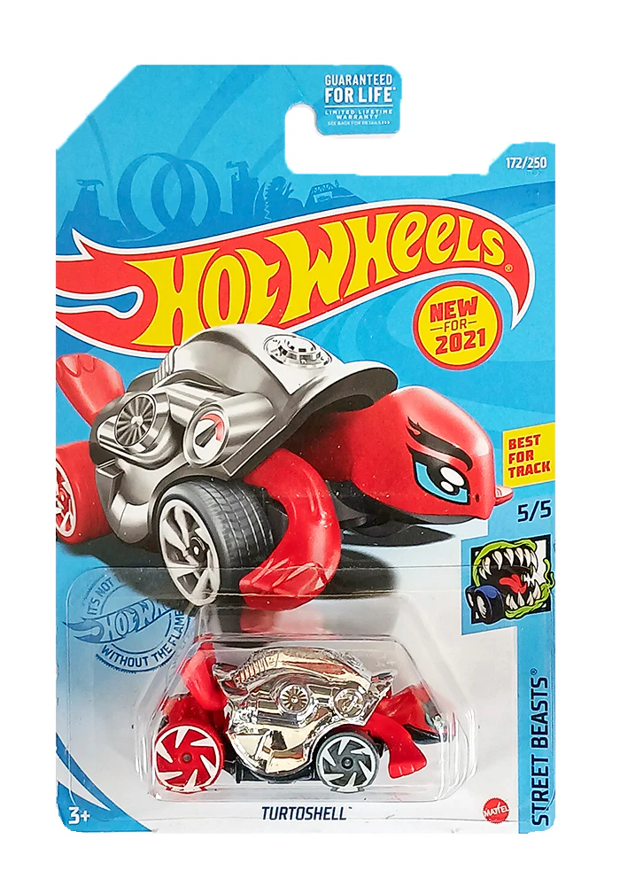 EXCLUSIVES Hot Wheels Turtoshell - Red / Silver - 2020 Card (With Protector Case)