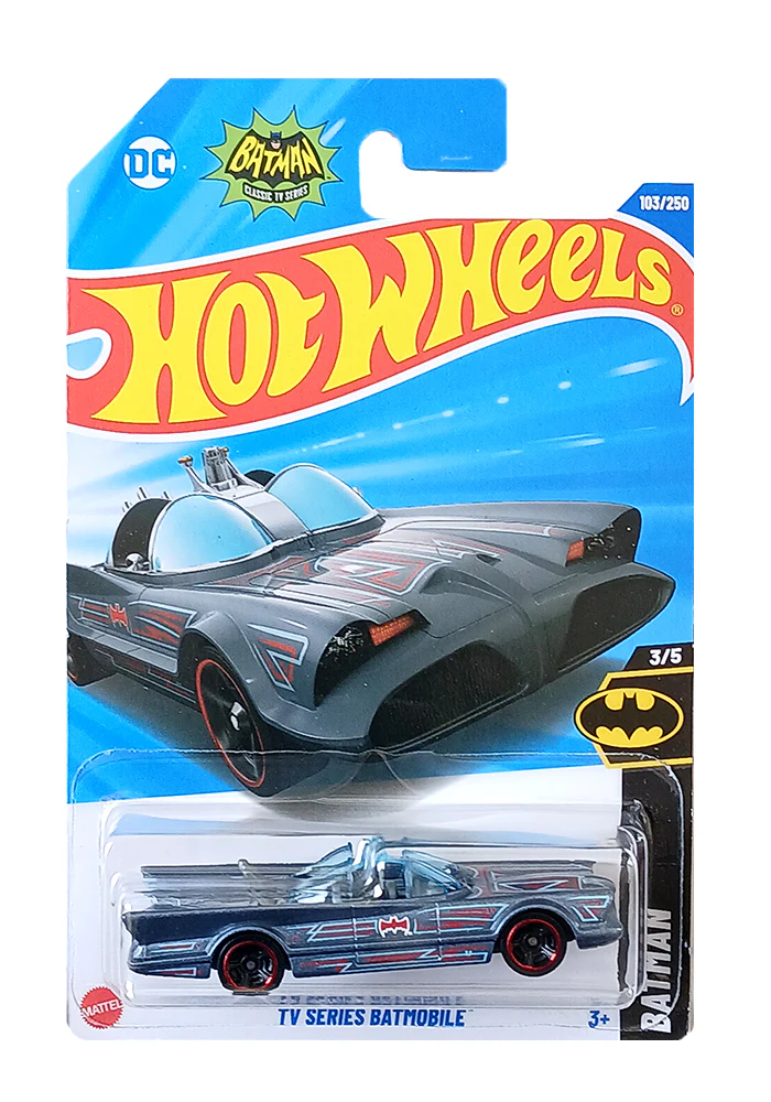 EXCLUSIVES Hot Wheels TV Series Batmobile - Grey - 2024 Card (With Protector Case)