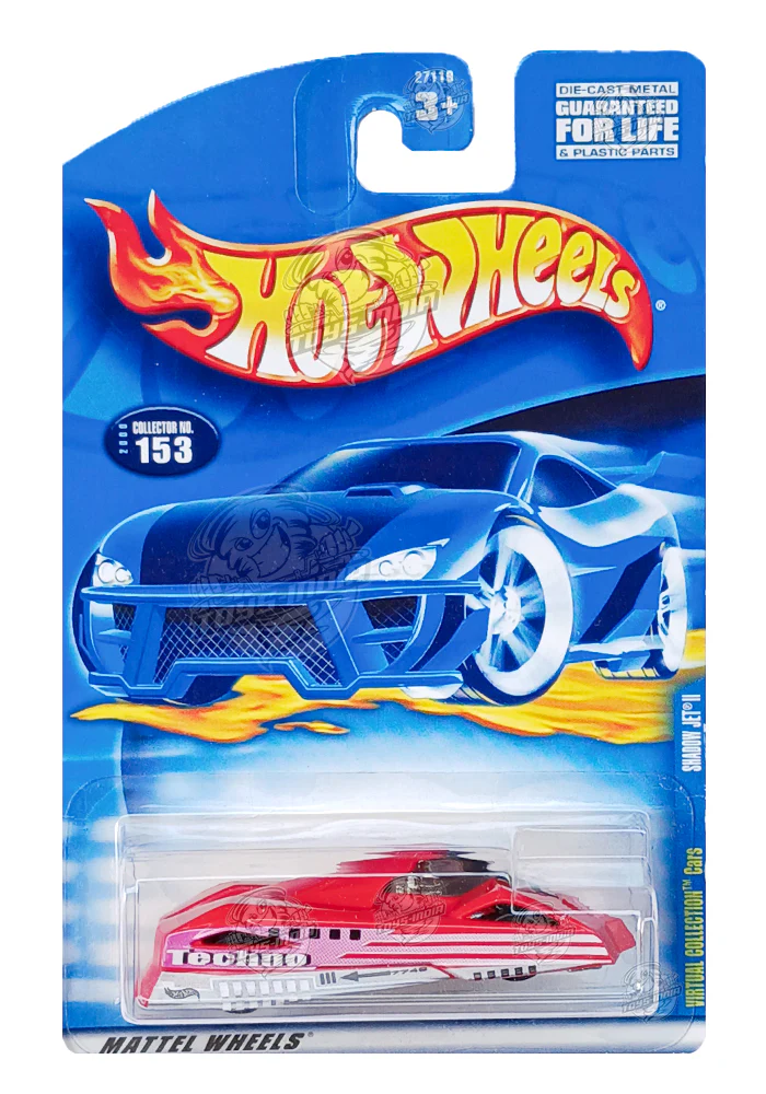 EXCLUSIVES Hot Wheels Virtual Collection Shadow Jet II - Red - 2000 Card (With Protector Case)