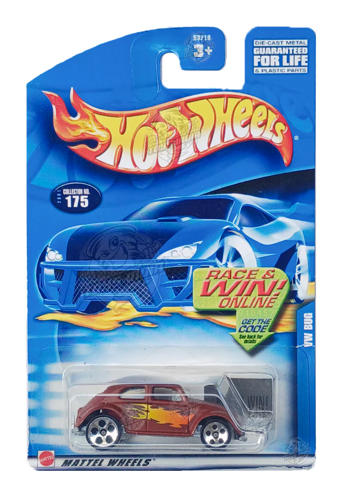 EXCLUSIVES Hot Wheels VW Bug - Brown - 2001 Card (Card Damage / Car in Excellent Condition) (With Protector Case)