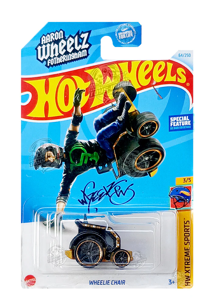 EXCLUSIVES Hot Wheels Wheelie Chair - Black - 2021 Card (With Protector Case)