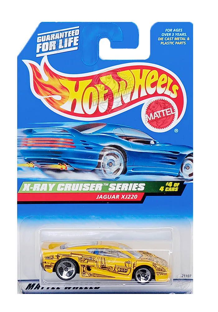 EXCLUSIVES Hot Wheels X-Ray Cruiser Series Jaguar XJ220 - Yellow - 1998 Card (With Protector Case)