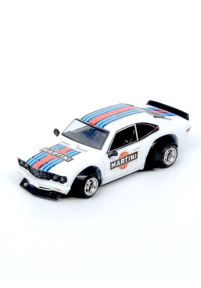 EXCLUSIVES Inno64 Mazda Savanna RX-3 "Martini Racing" Livery - White / Blue (Scale 1:64)
