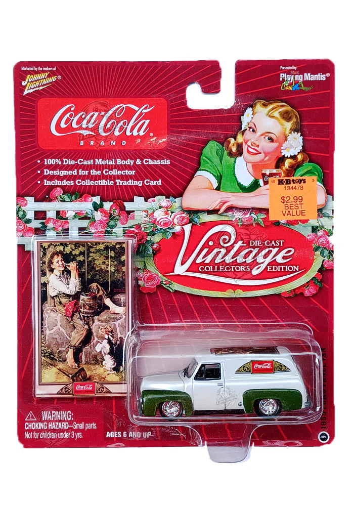 EXCLUSIVES Johnny Lightning Vintage Collectors Edition Coca Cola 1955 Ford Panel Van - White / Green (Scale 1:64)