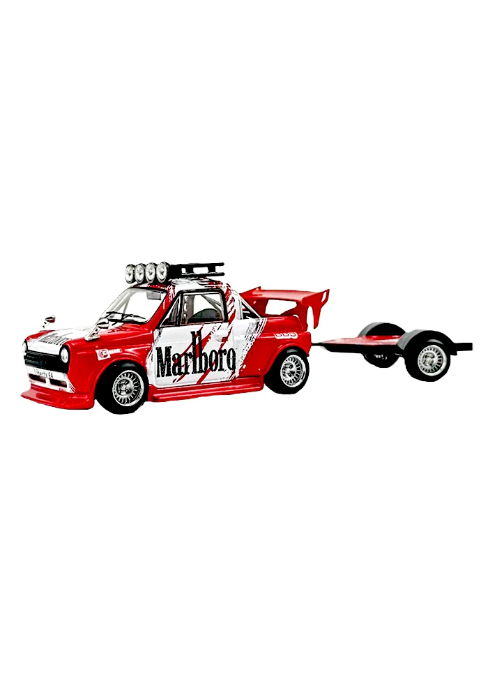 EXCLUSIVES Liberty 64 Marlboro N600 Pickup Truck & Trailer - Red / White (Scale 1:64)