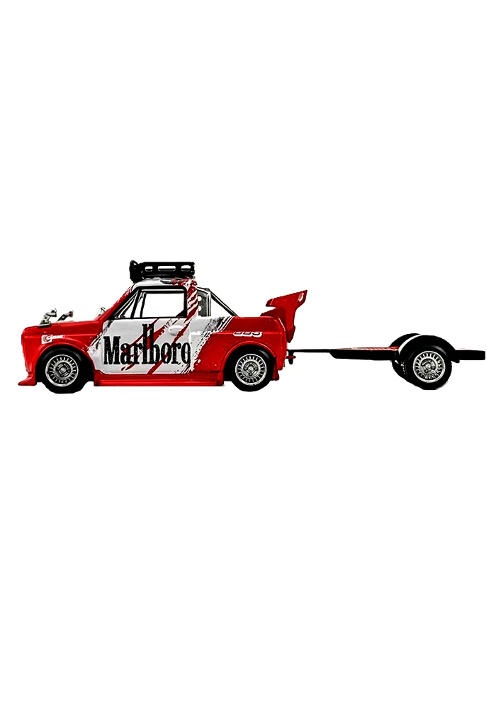 EXCLUSIVES Liberty 64 Marlboro N600 Pickup Truck & Trailer - Red / White (Scale 1:64) - Image 2