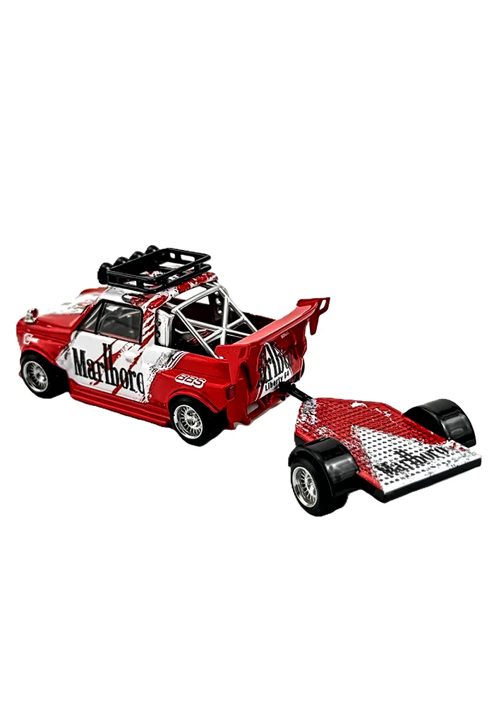 EXCLUSIVES Liberty 64 Marlboro N600 Pickup Truck & Trailer - Red / White (Scale 1:64) - Image 3